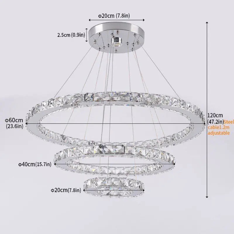 VETRULUSB Crystal LED Ring Pendant Chandelier Modern Ceiling Light