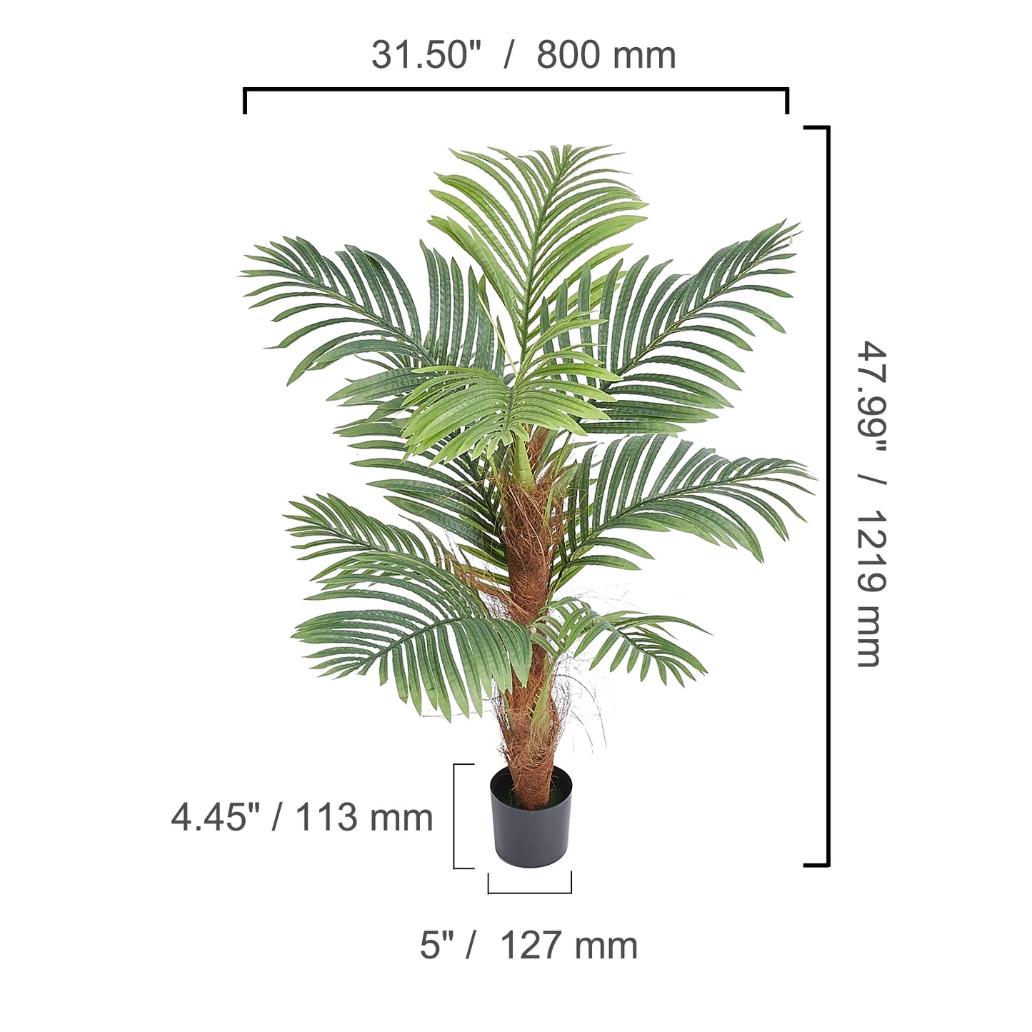 SucceBuy Artificial Palm Tree Faux Plant With Tilt Protection
