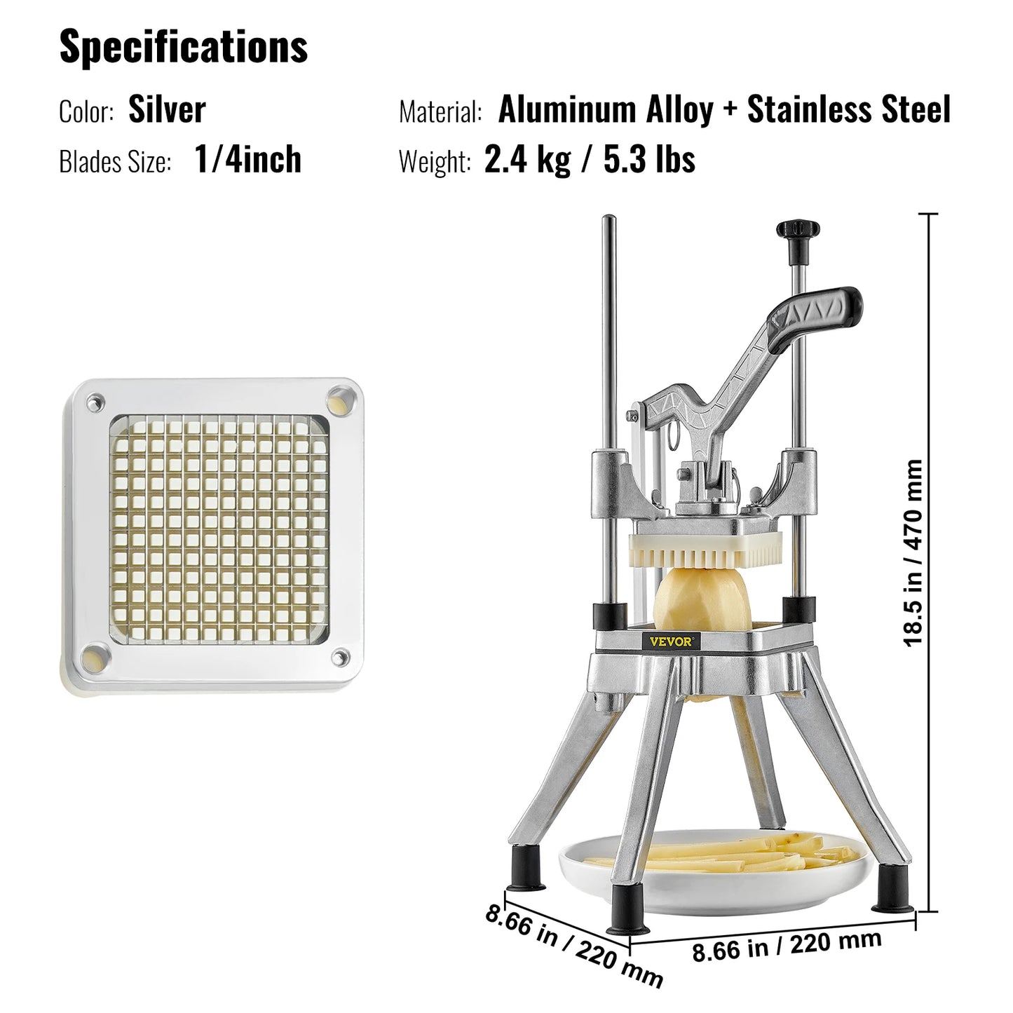 VEVOR Heavy Duty Stainless Steel Vegetable Dicer French Fry Cutter