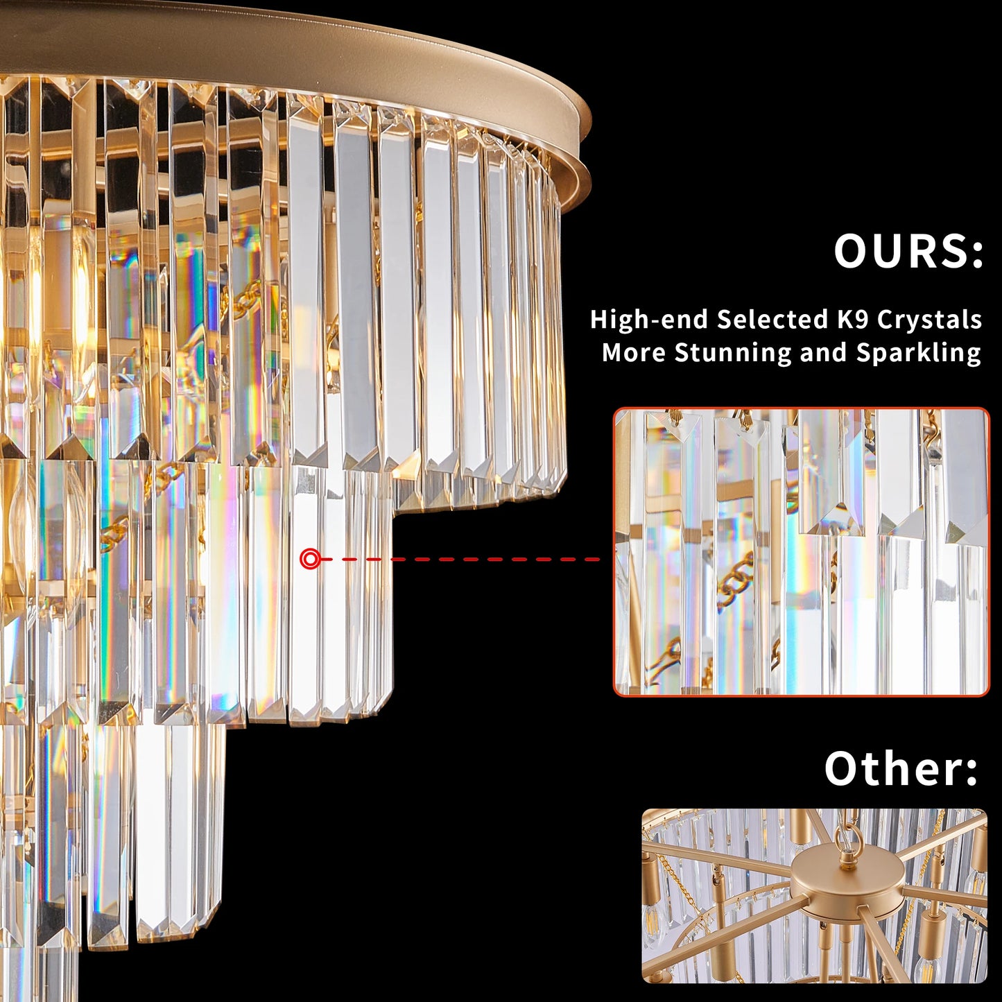 ARLGSITE Crystal Modern 4 Tier Chandelier Ceiling Light