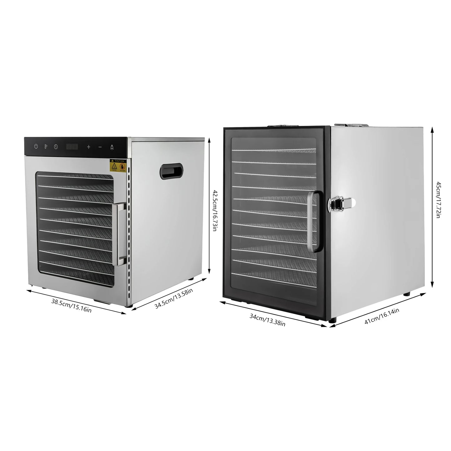 800W Electric Food Dryer Machine with Digital Temperature 10/12 Stainless Steel Trays Dehydrator for Jerky Veggies Fruits