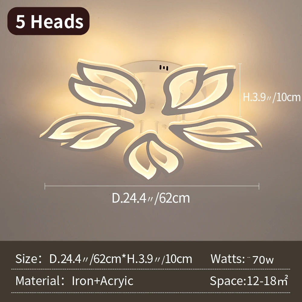 Modern Led Chandelier Light Acrylic Ceiling Lamp Living Dining Room Luminair Minimalis Indoor Hotel Flower Decor Pendant Fixture