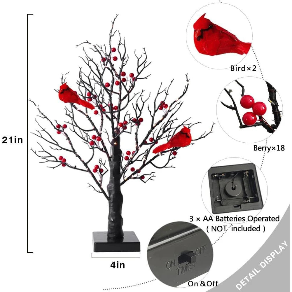 Hign-concerned Mini Tree Light Led Fairy Light With Bird Berries Battery Operated For Bedroom Living Room