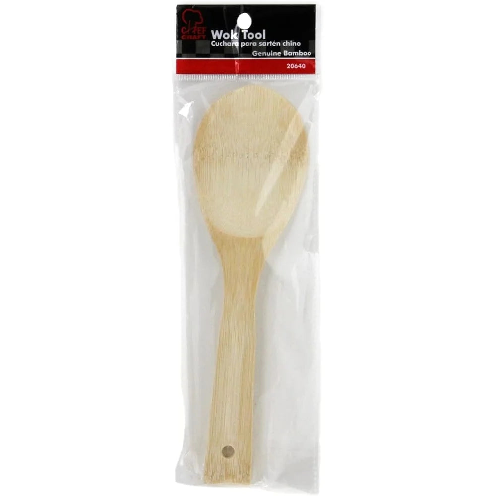9 Inch Bamboo Wooden Wok Paddle Durable One Piece Construction Eco Friendly Kitchen Utensil Handwash Recommended Natural Finish