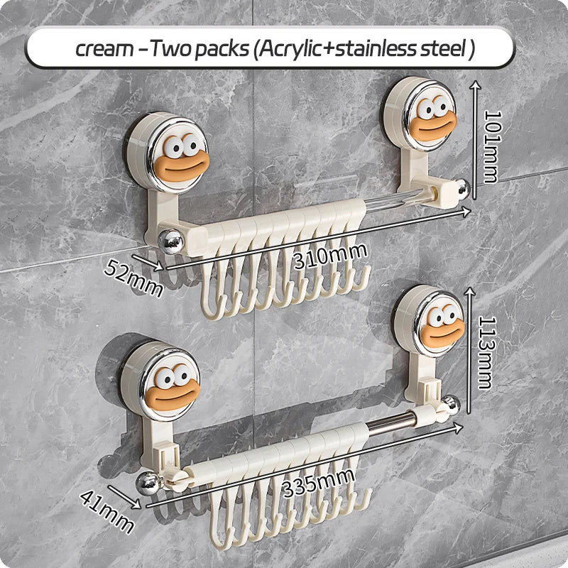 Big Red House Wall-Mounted Non-Perforated Towel-Bar Bathroom Storage-Rack Organizer