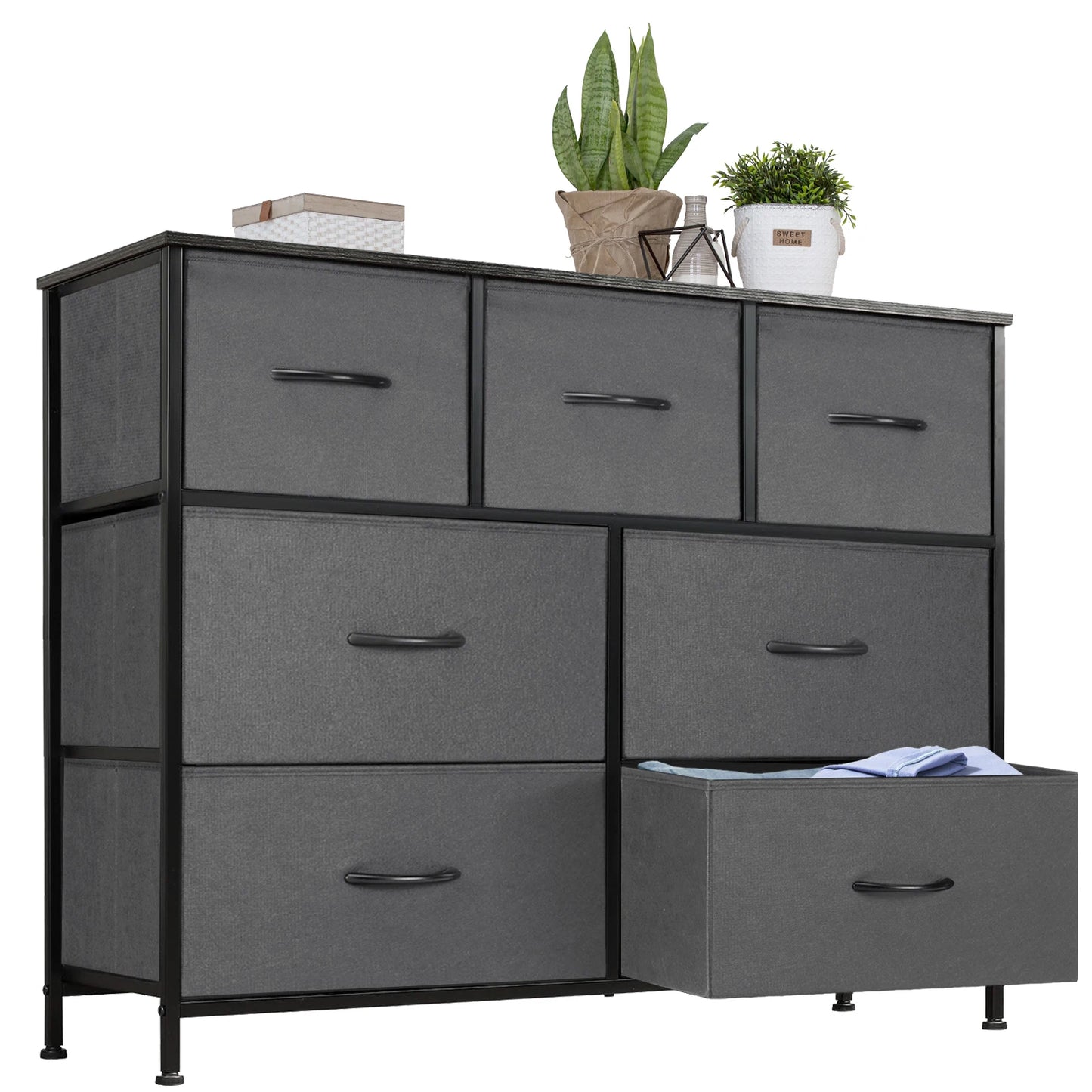 JHK Dresser With 7 Drawers Closet Organizer Furniture For Bedroom