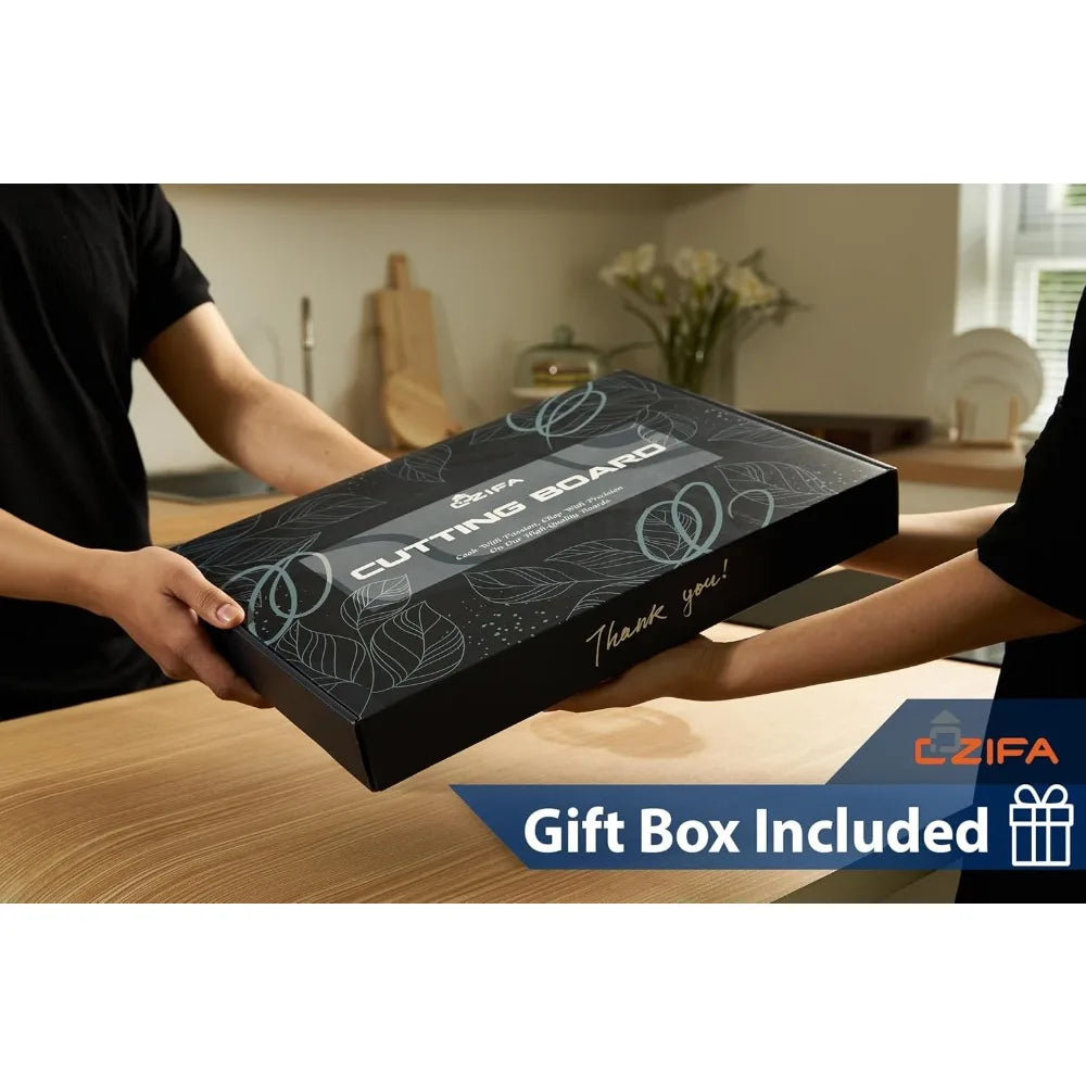 Acacia Wood Cutting Board With Juice Groove And Handles