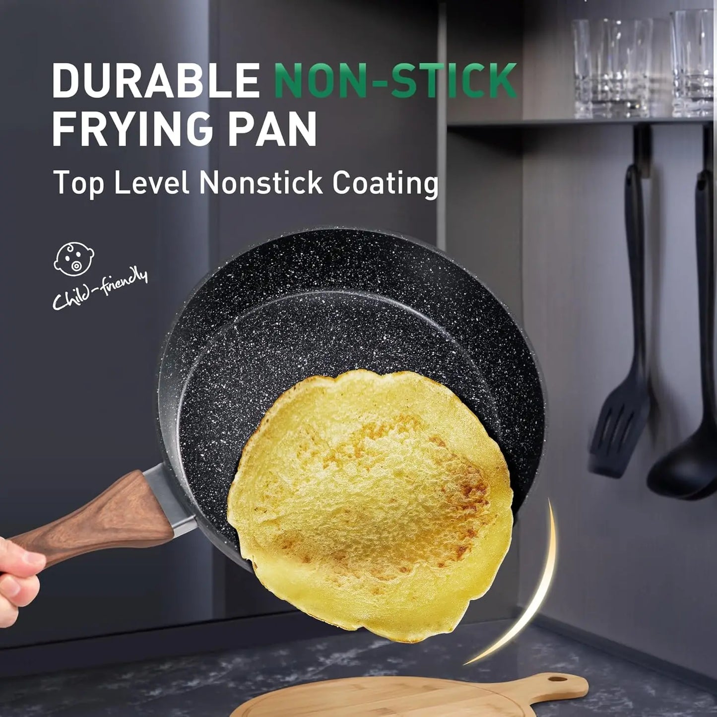 Pots and Pans Set Non Stick 15 Piece Non Toxic Hammered Ceramic Cookware Induction