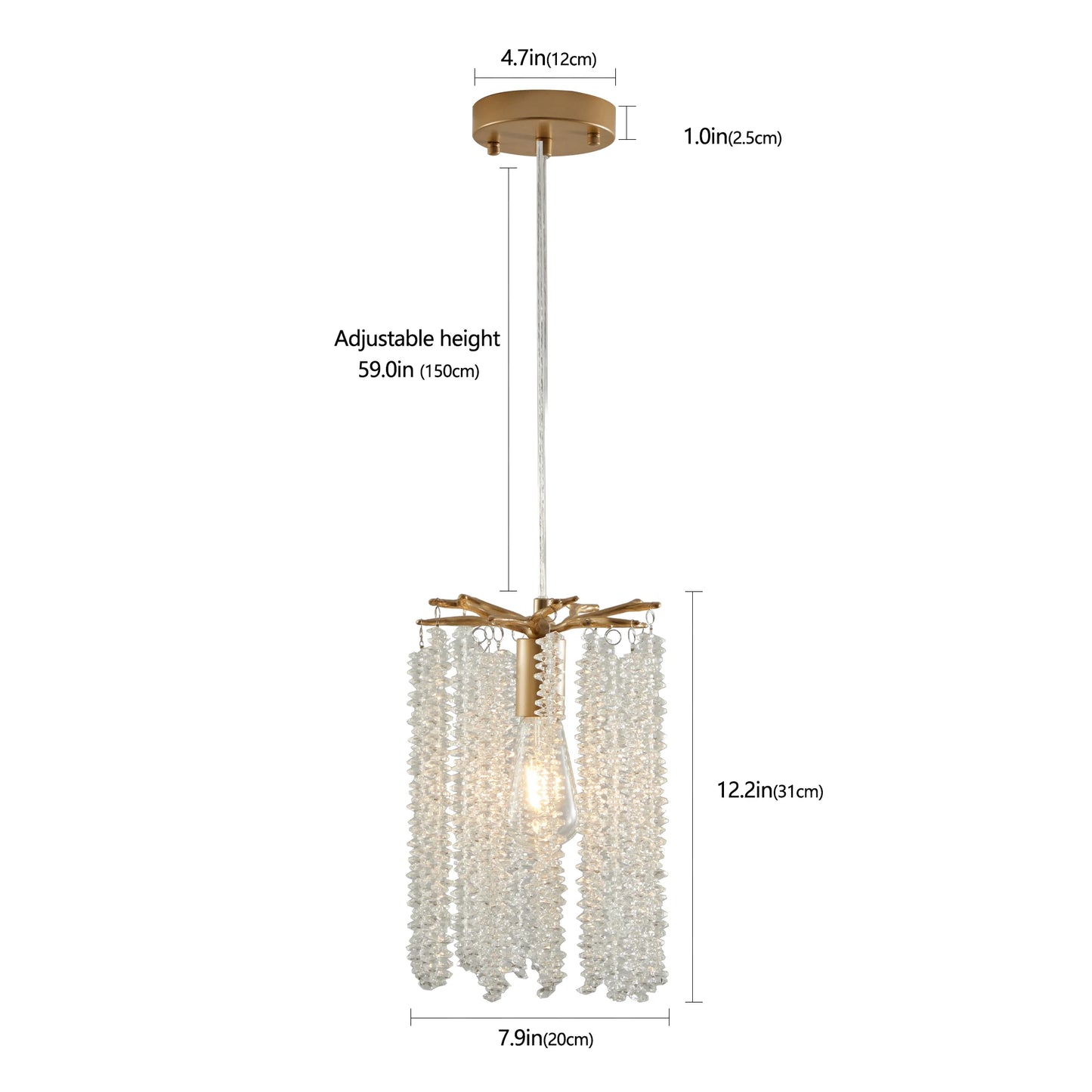 Arlgsite Crystal Pendant Lights 3 Pack Golden Finish No Bulbs