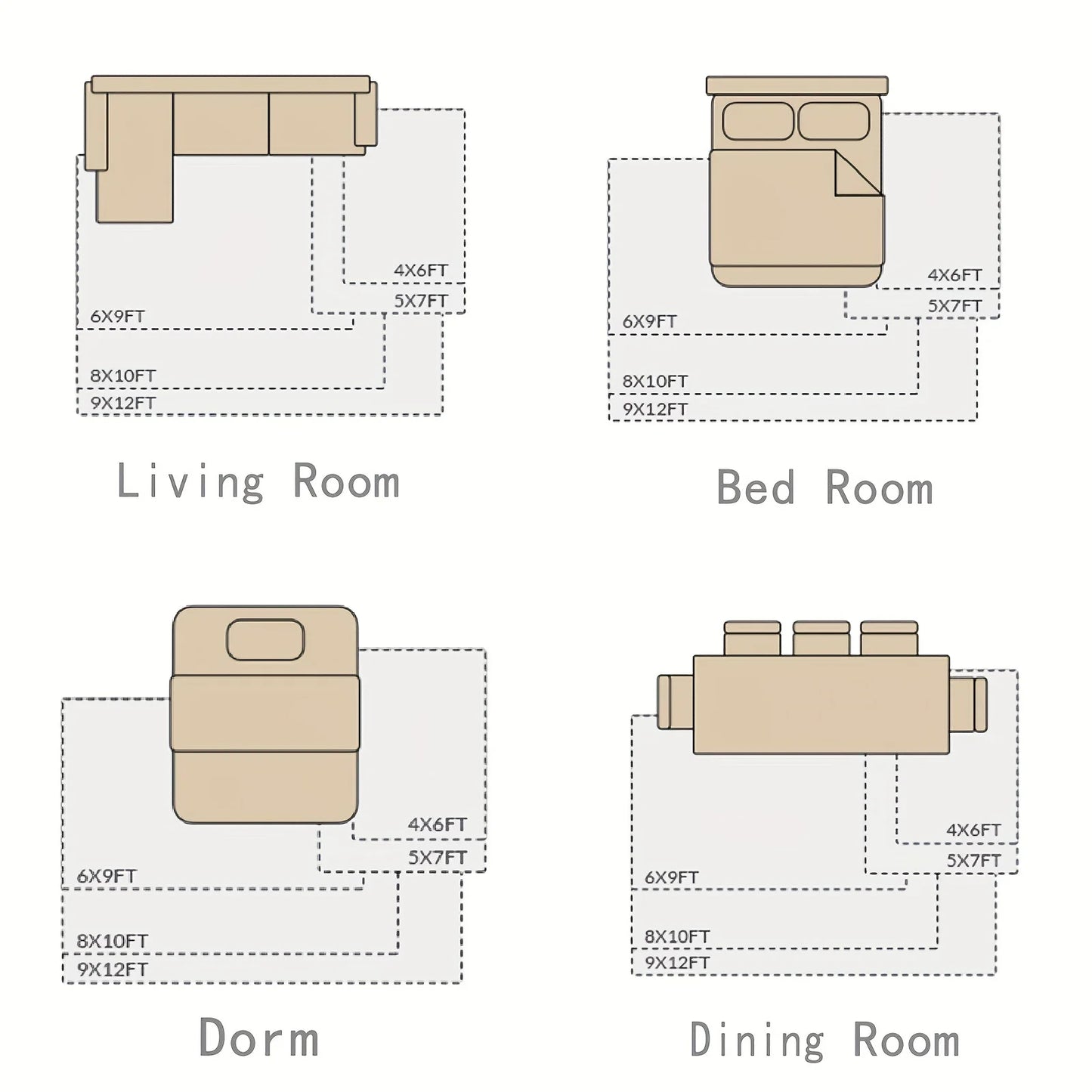 AUBUSSON Soft Shaggy Non Slip Rug For Living Room Decor