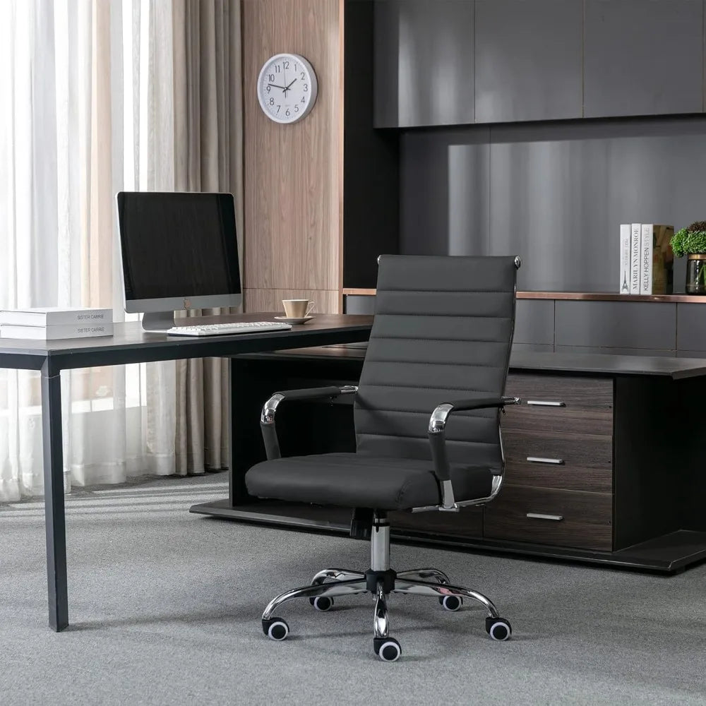 Home Office Chair Ribbed Leather ErgonomicallyDesigned Executive Desk Chair ProlongedUse