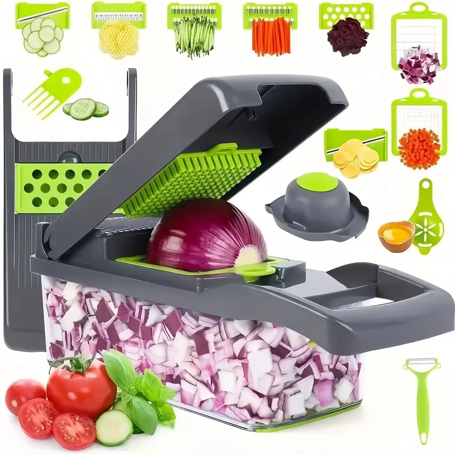 Multifunctional Vegetable Chopper - Handheld Food Slicer, Dicer & Grater for Kitchen Prep, Easy-Cut Veggie Chopper