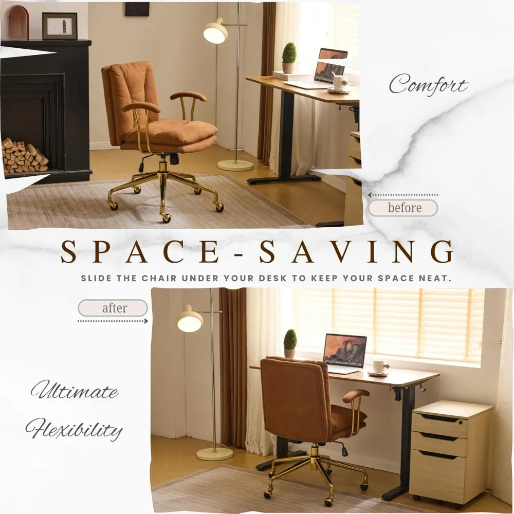 DAFIFY Comfortable Home Office Desk Chair With Wheels Removable Armrests Adjustable Swivel Backrest