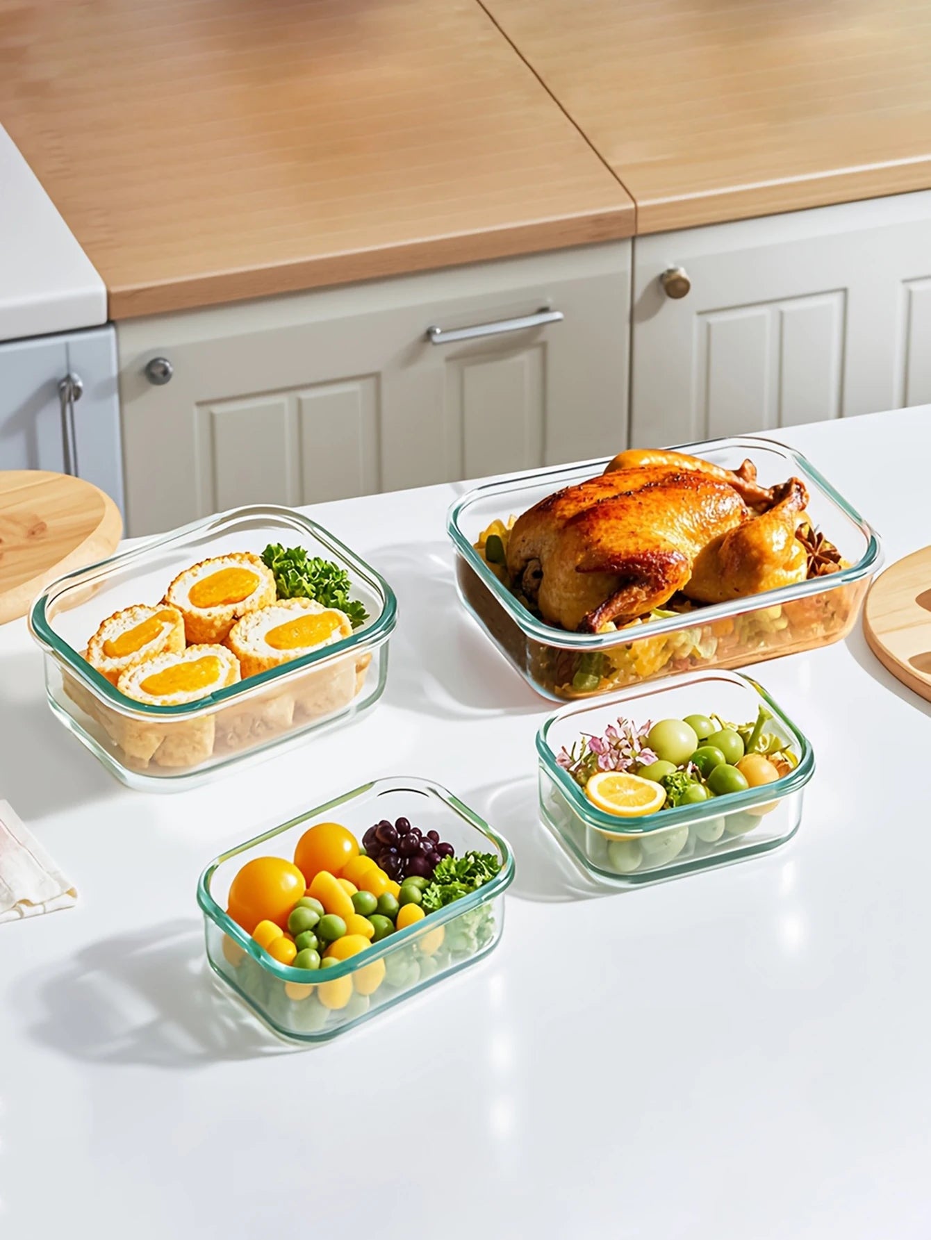 8pcs/glass meal dispenser lunch bento box with leak-proof lid for food storage Portable stackable design Easy to clean and store