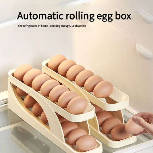 1pc Slide Type Egg Carton Double For Refrigerator Kitchen  Automatic Space Saving Egg Organizer Double Layers Egg Storage Box