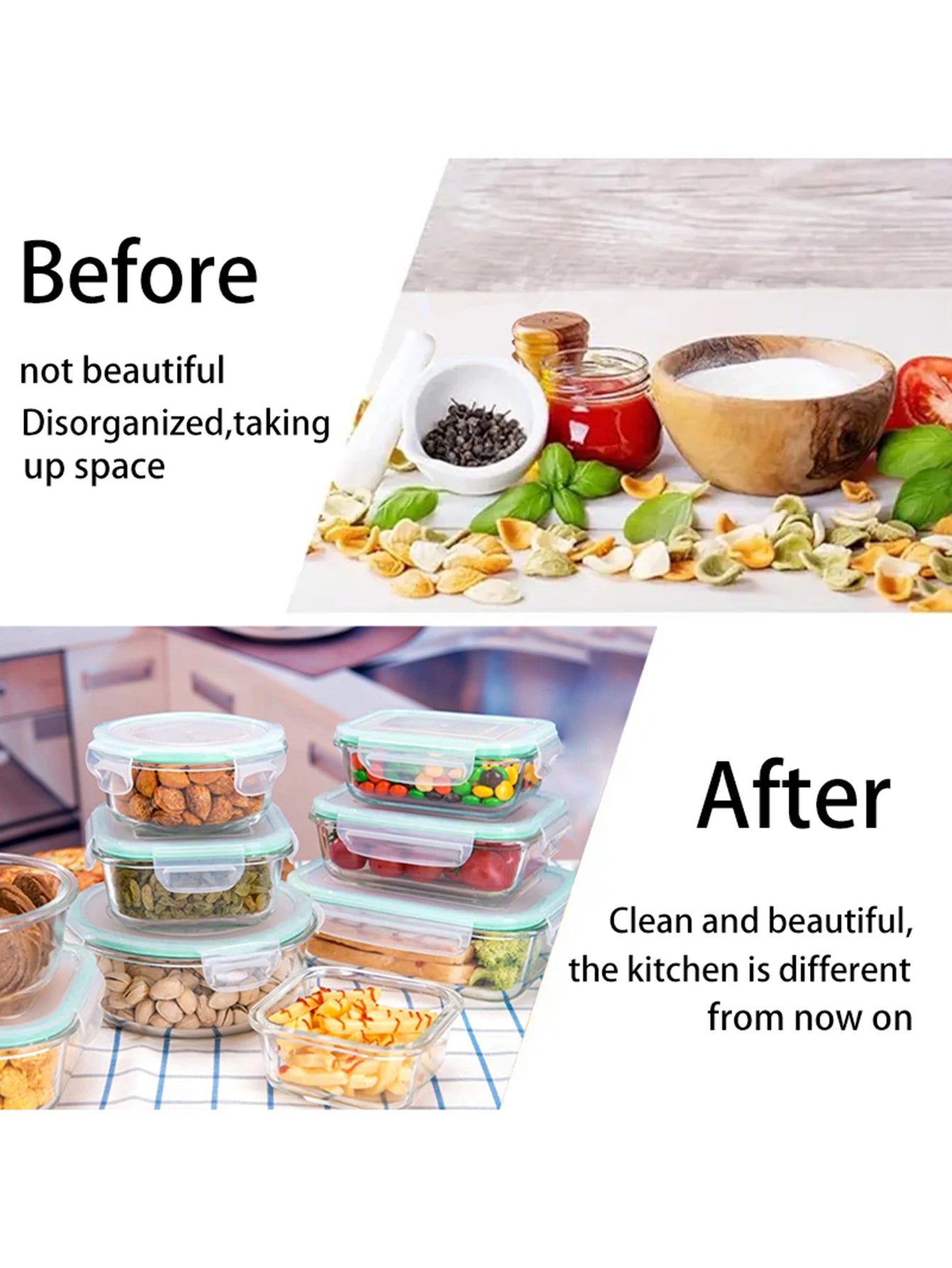 8pcs/glass meal dispenser lunch bento box with leak-proof lid for food storage Portable stackable design Easy to clean and store