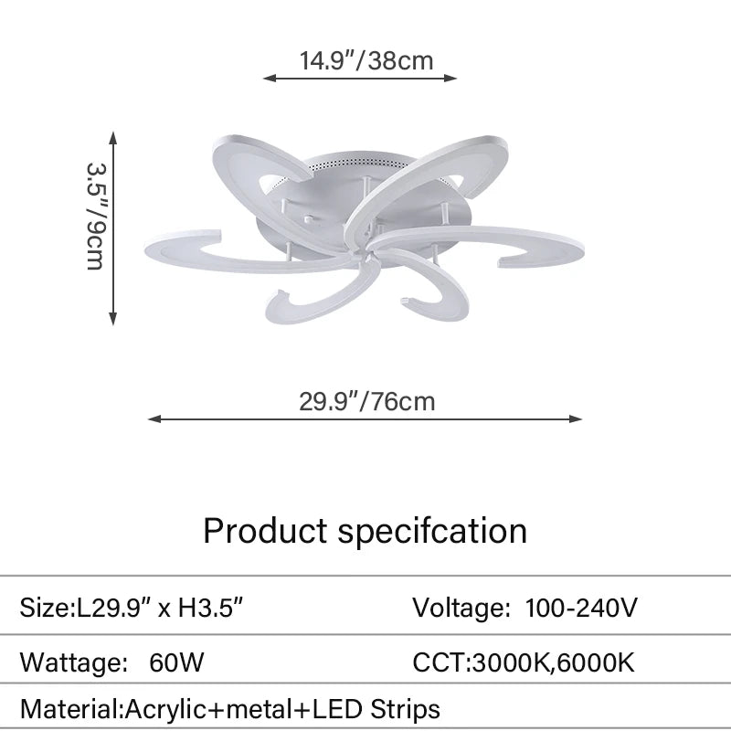 Modern Led Chandelier Light Acrylic Ceiling Lamp Living Dining Room Luminair Minimalis Indoor Hotel Flower Decor Pendant Fixture
