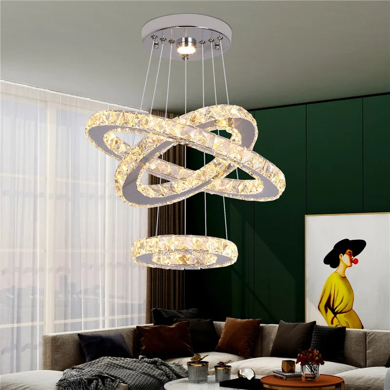 VETRULUSB Crystal LED Ring Pendant Chandelier Modern Ceiling Light