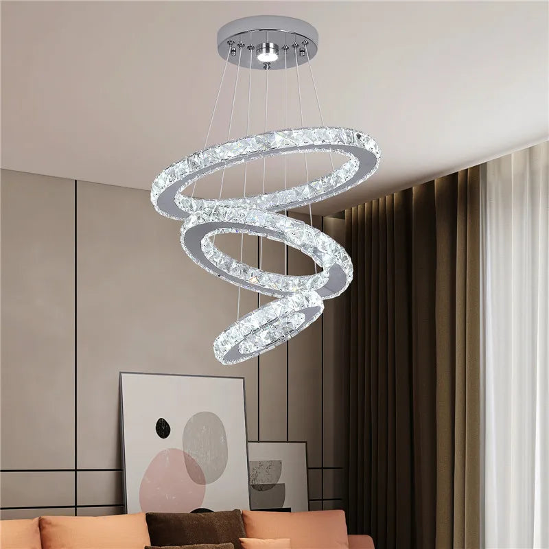 VETRULUSB Crystal LED Ring Pendant Chandelier Modern Ceiling Light