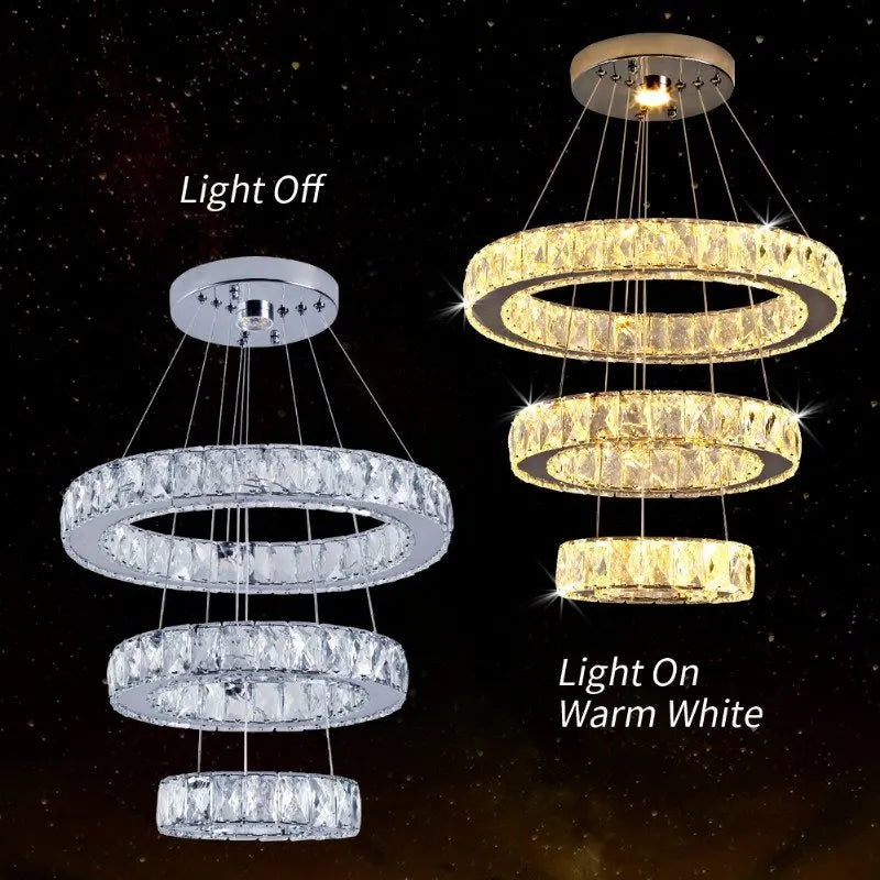 VETRULUSB Crystal LED Ring Pendant Chandelier Modern Ceiling Light