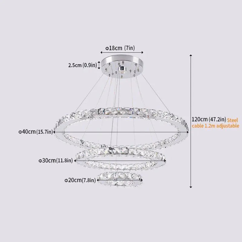 VETRULUSB Crystal LED Ring Pendant Chandelier Modern Ceiling Light