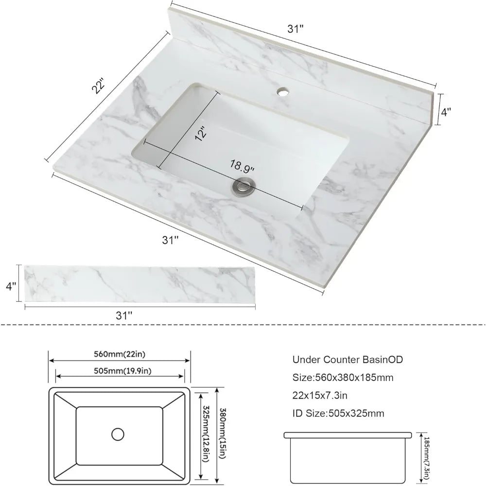 Capacity Sintered Stone Bathroom Vanity Top With Undermount Sink