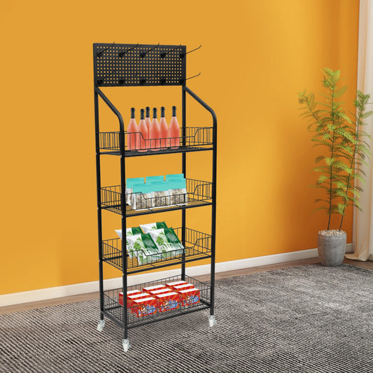 4 Tier Rolling Cart With Locking Wheels Shelving Unit