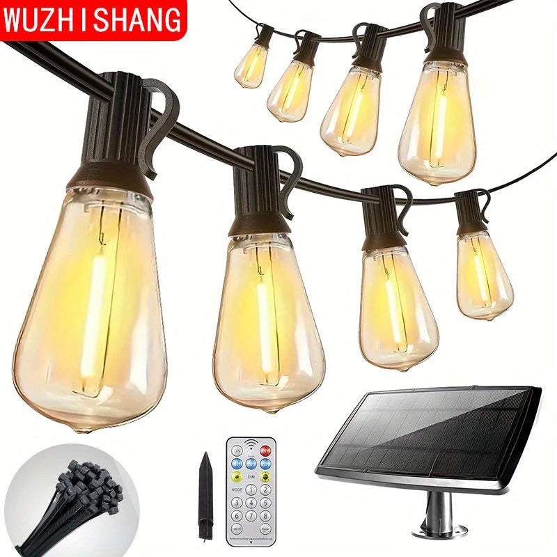 WUZHISHANG Solar-Powered Outdoor Globe String Lights Dimmable LEDs Remote Control