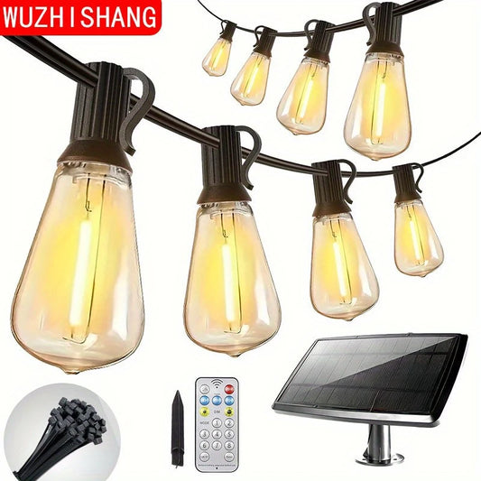 WUZHISHANG Solar-Powered Outdoor Globe String Lights Dimmable LEDs Remote Control