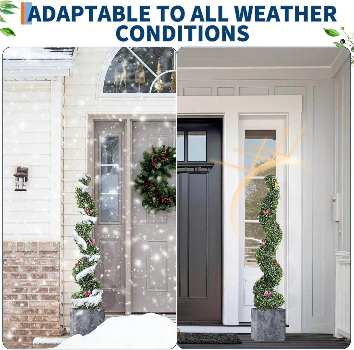 Evergreen Art Spiral Topiary Trees 2 Pack OpenAirPatio WeatherResistant BoxwoodFoliage