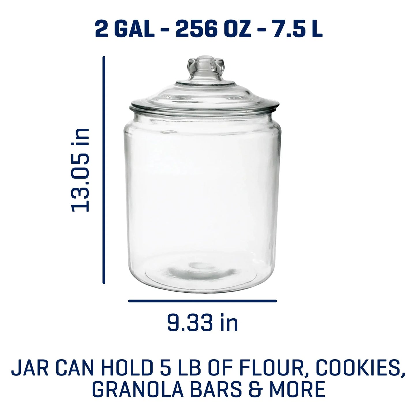 Glass Jars with Airtight Lids 2 Gallon Large Capacity, Kitchen Pantry Storage Containers for Crafting Cookie Candy