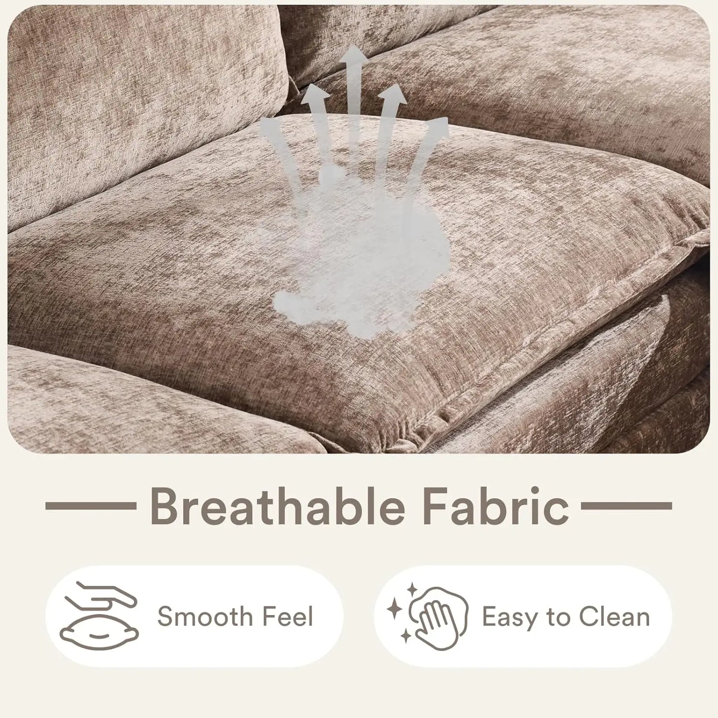 Modern L-Shape Chenille Upholstered 3-Seat Sectional Sofa With Ottoman LivingRoom