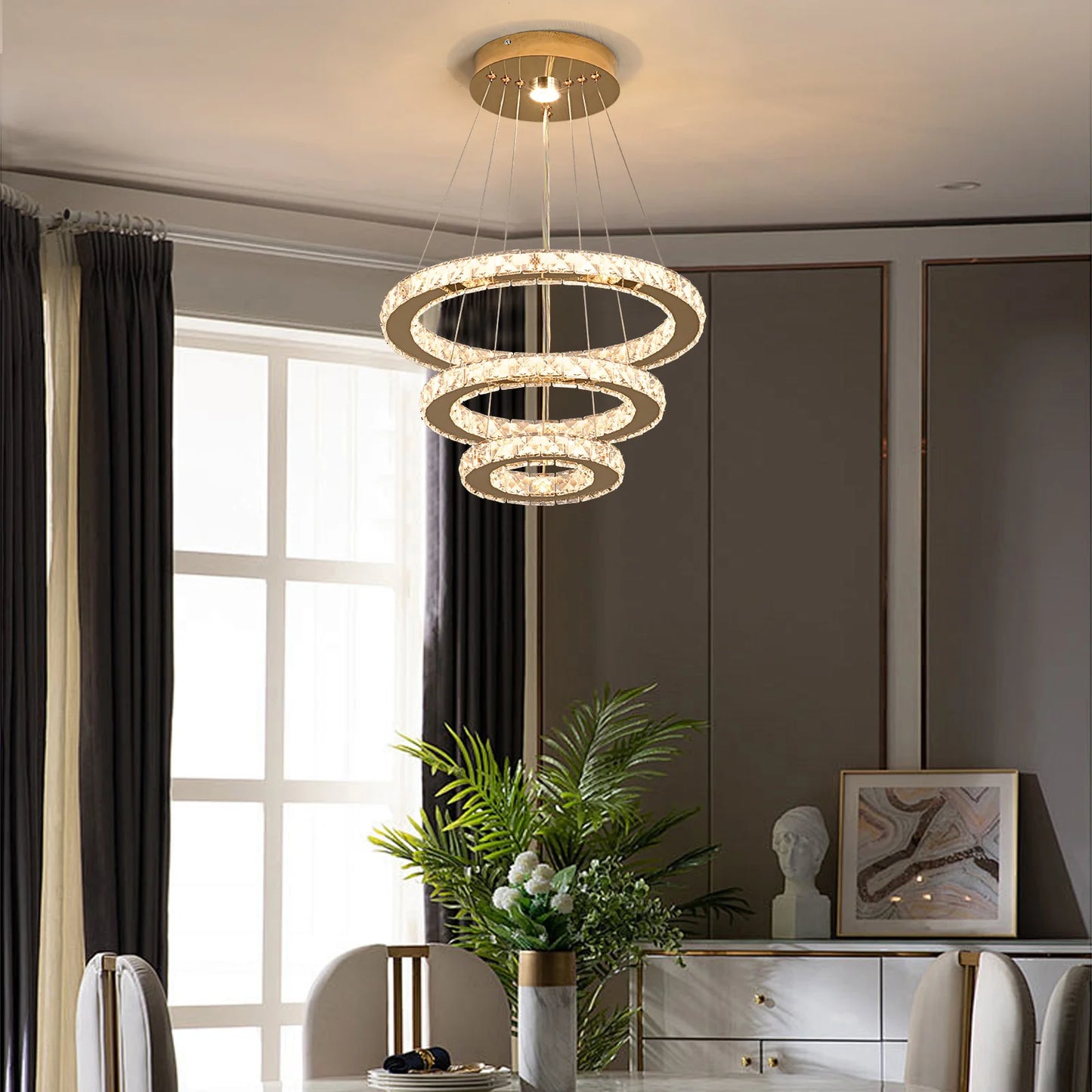 VETRULUS Crystal Chandelier For Hall Living Room LED Ceiling Light
