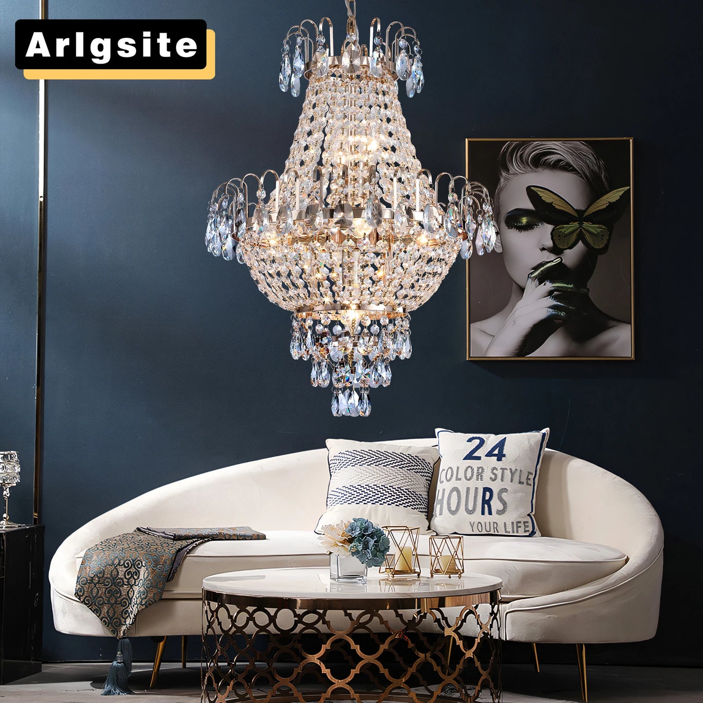 ARLGSITE Luxury Crystal Chandelier European Imperial Style 7 Light