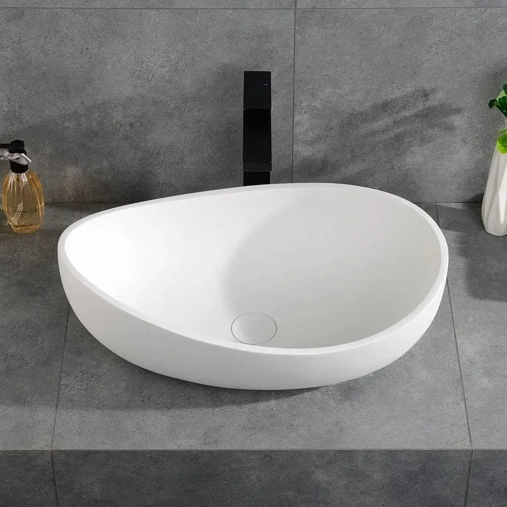 Capacity Luxurious Oval Vessel Sink Stone Resin Premium Ultracontemporary Bathrooms