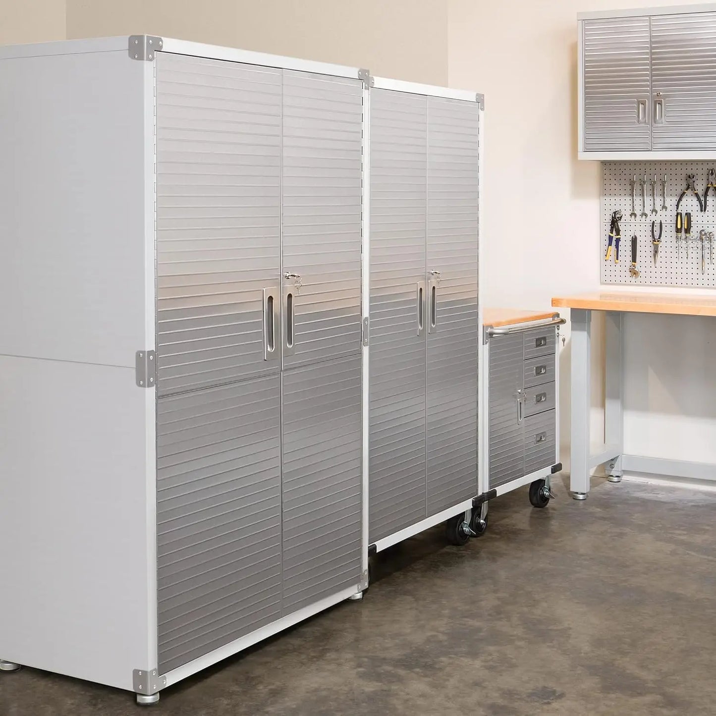 UltraHD Solid Steel Lockable Metal Storage Cabinet, w/Adjustable Shelves for Garage, Warehouse, Office, Classroom, Granite