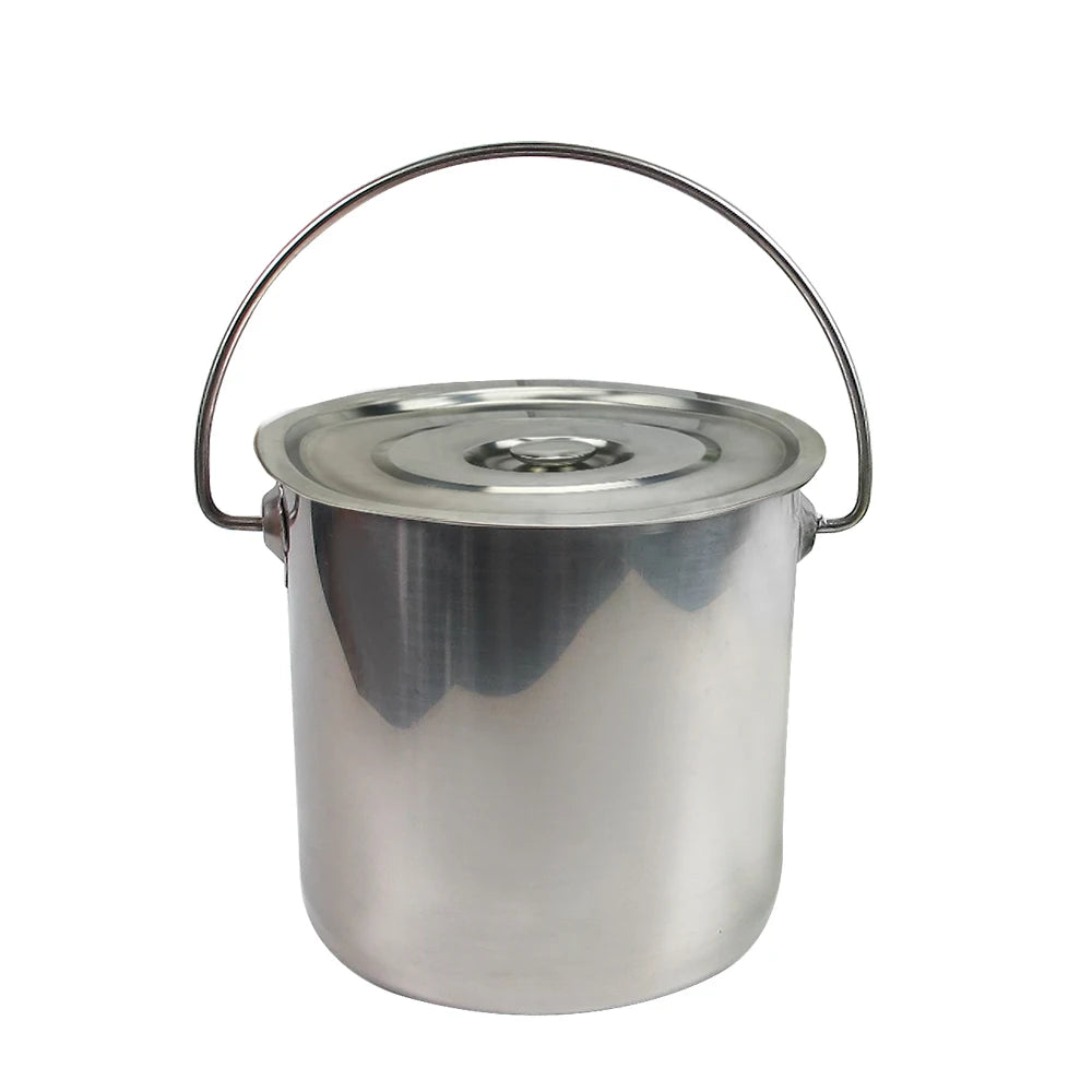 6L/12L/20L Bucket with Lid & Handle Water Storage Pail Metal Milking Bucket Stainless Steel Extra Thick