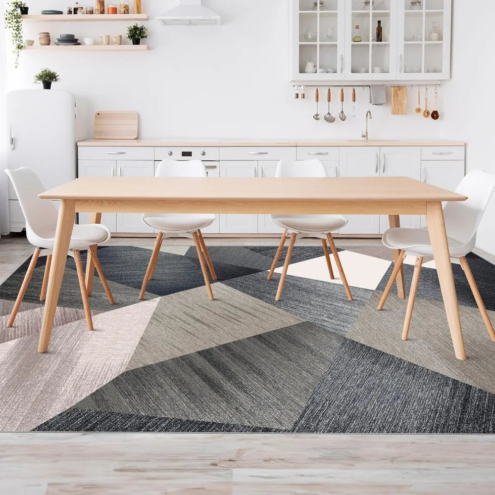 Hign-concerned Machine Washable Geometry Area Rug For Living Room Non Slip Non Shedding