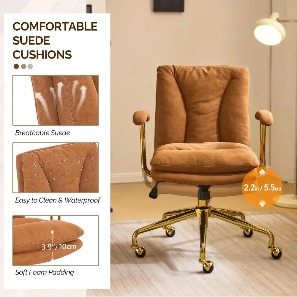 DAFIFY Comfortable Home Office Desk Chair With Wheels Removable Armrests Adjustable Swivel Backrest