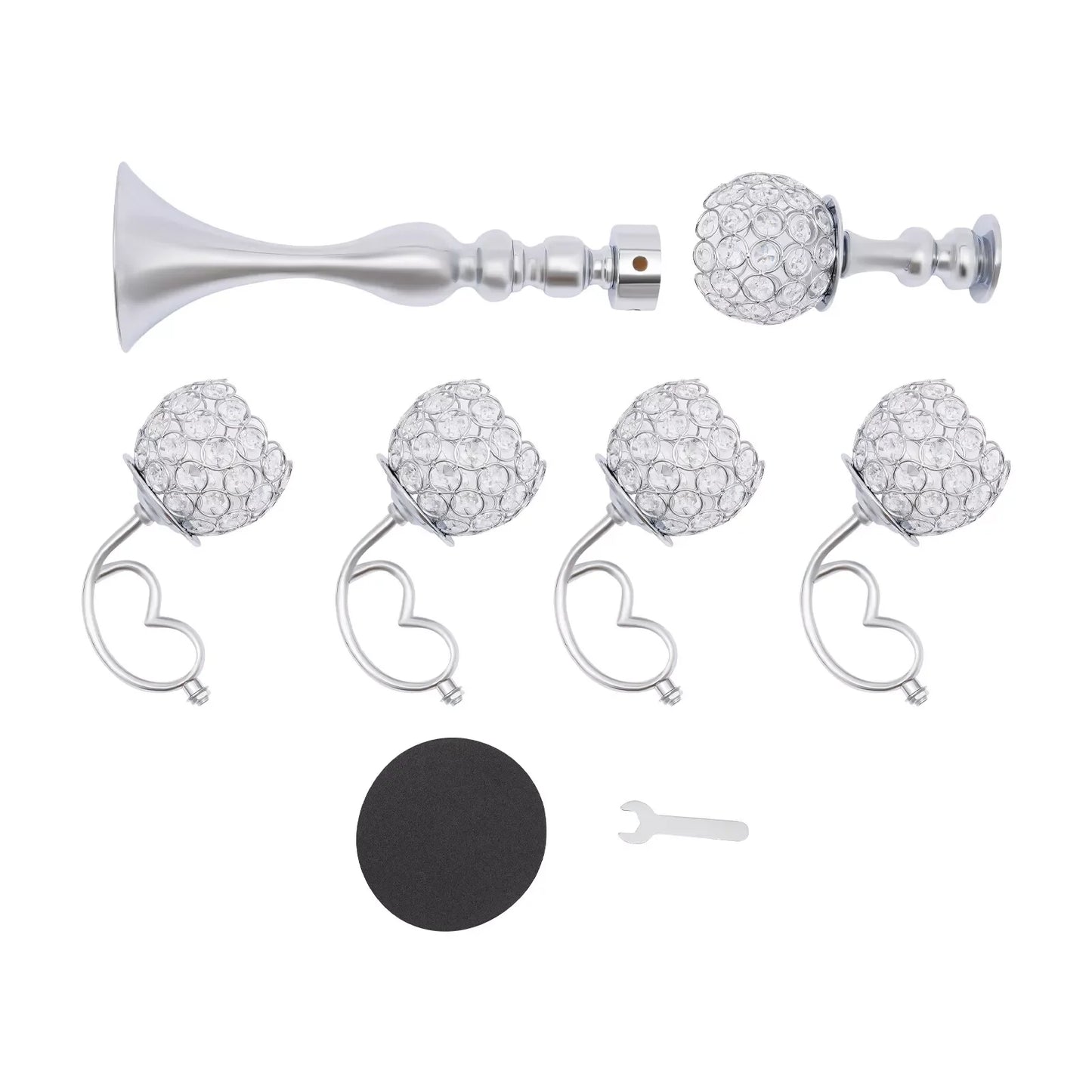 Bymaocar 2Piece5Arm SilverCrystalCandelabra Set ModernIronFrame ElegantDecorPremium