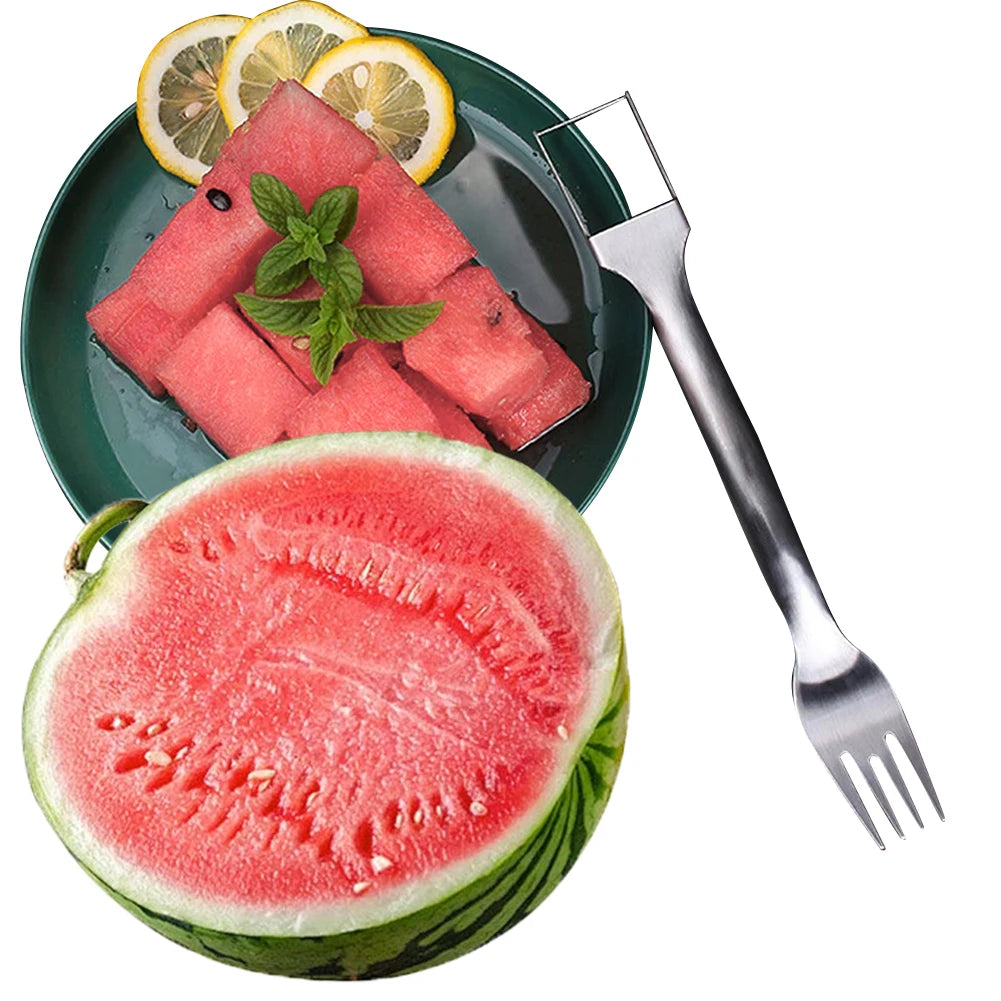 2 In 1 Watermelon Fork Slicer Dual Head Watermelon Cutter Knife Multi-purpose Fruit Cutting Fork for Home Kitchen Gadget