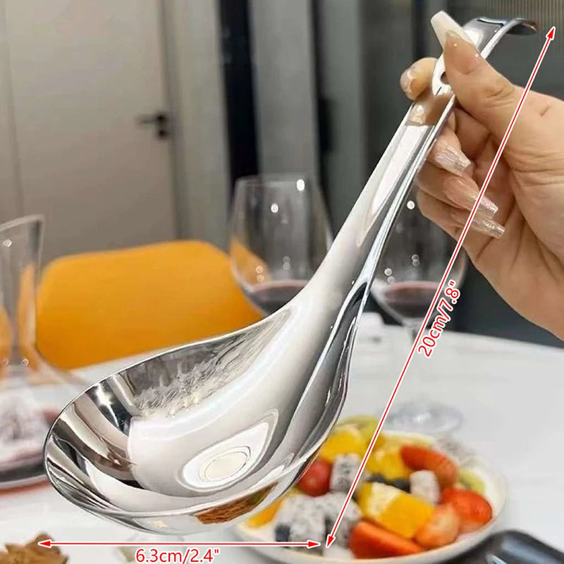 Stainless Steel Round Spoon Net Red Golden Dinner Long Handle Stirring Dessert Spoons For Kitchen Accessories Gadgets