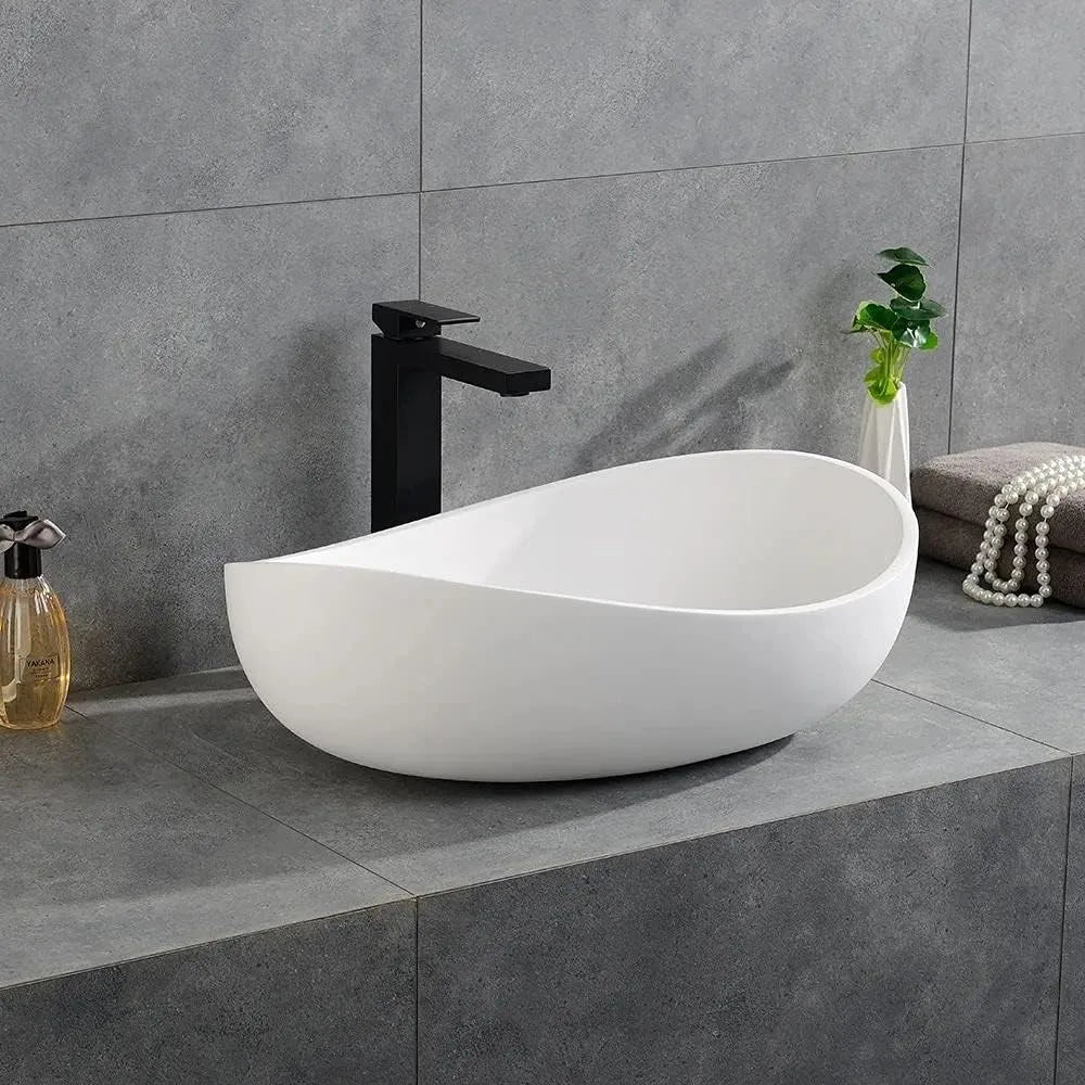Capacity Luxurious Oval Vessel Sink Stone Resin Premium Ultracontemporary Bathrooms