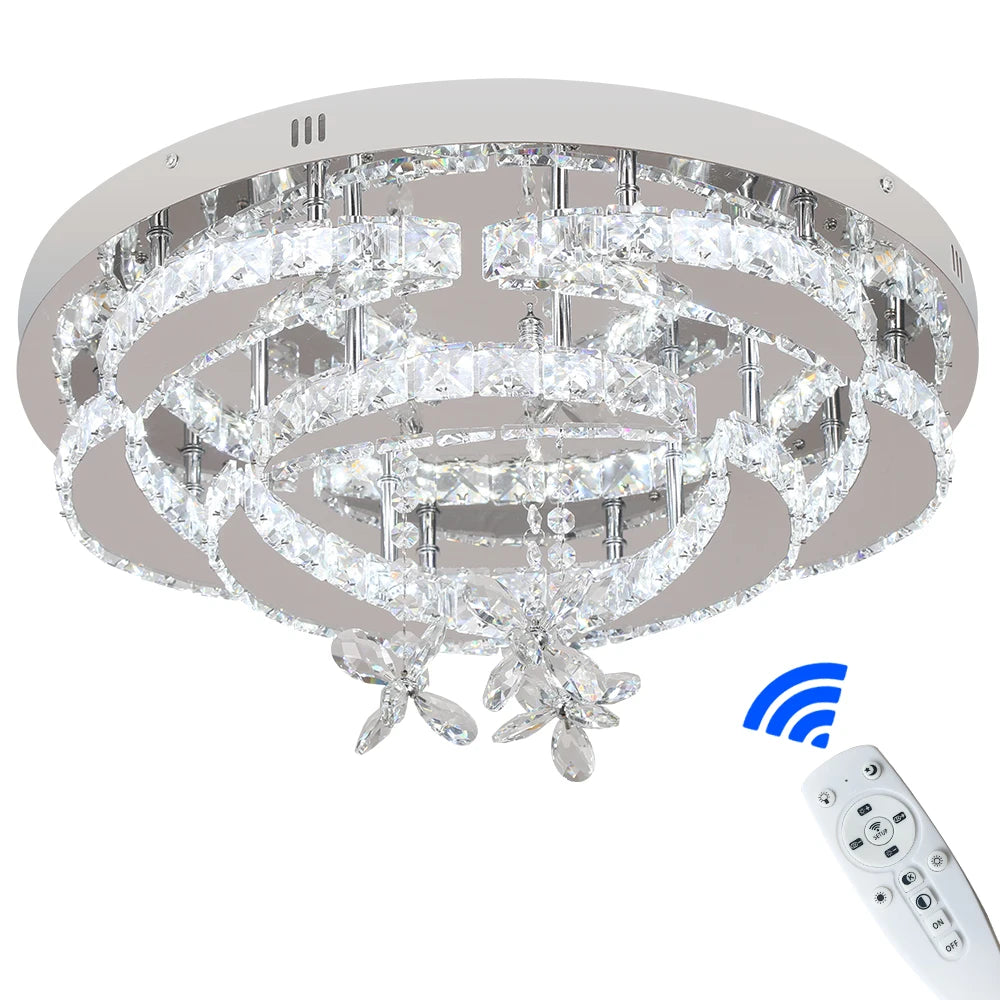 GreeLustr Flower LED Crystal Ceiling Chandelier Lighting Fixture