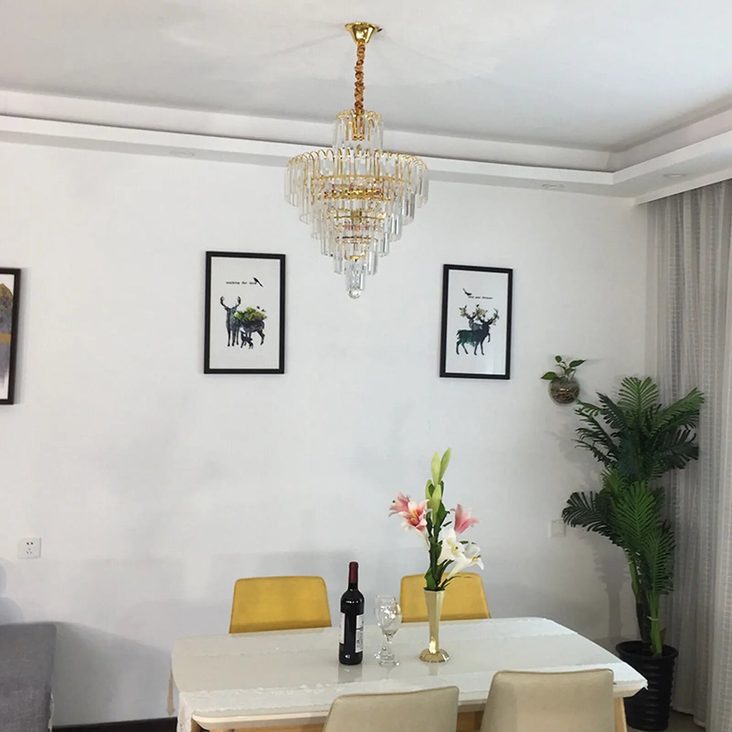 Bymaocar Luxury Crystal Chandelier E14 Pendant Light