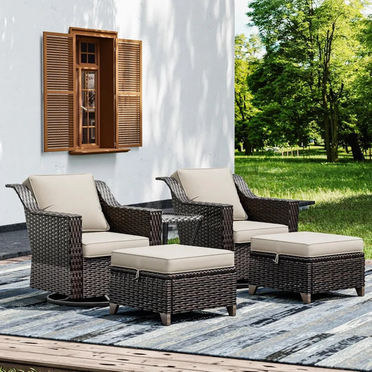 ANGDUO Wicker Patio Furniture Set Swivel Rocking Chairs