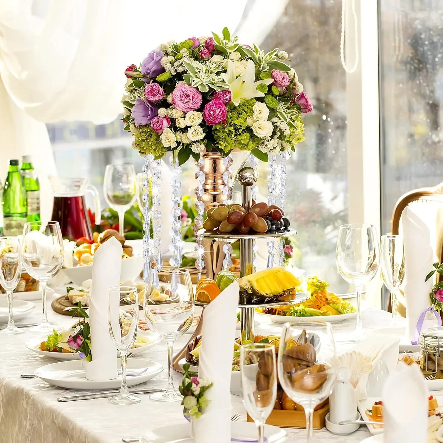 Hign-concerned Crystal Flower Stand Wedding Centerpieces 4 Pcs