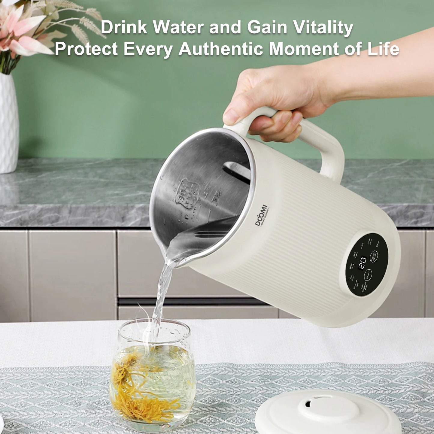 Nut Milk Maker Machine, 35oz Multi-Function Cow Milk Maker, Soy Milk Maker with 10 Blades for Homemade Plant-Based Milk, Oat, So