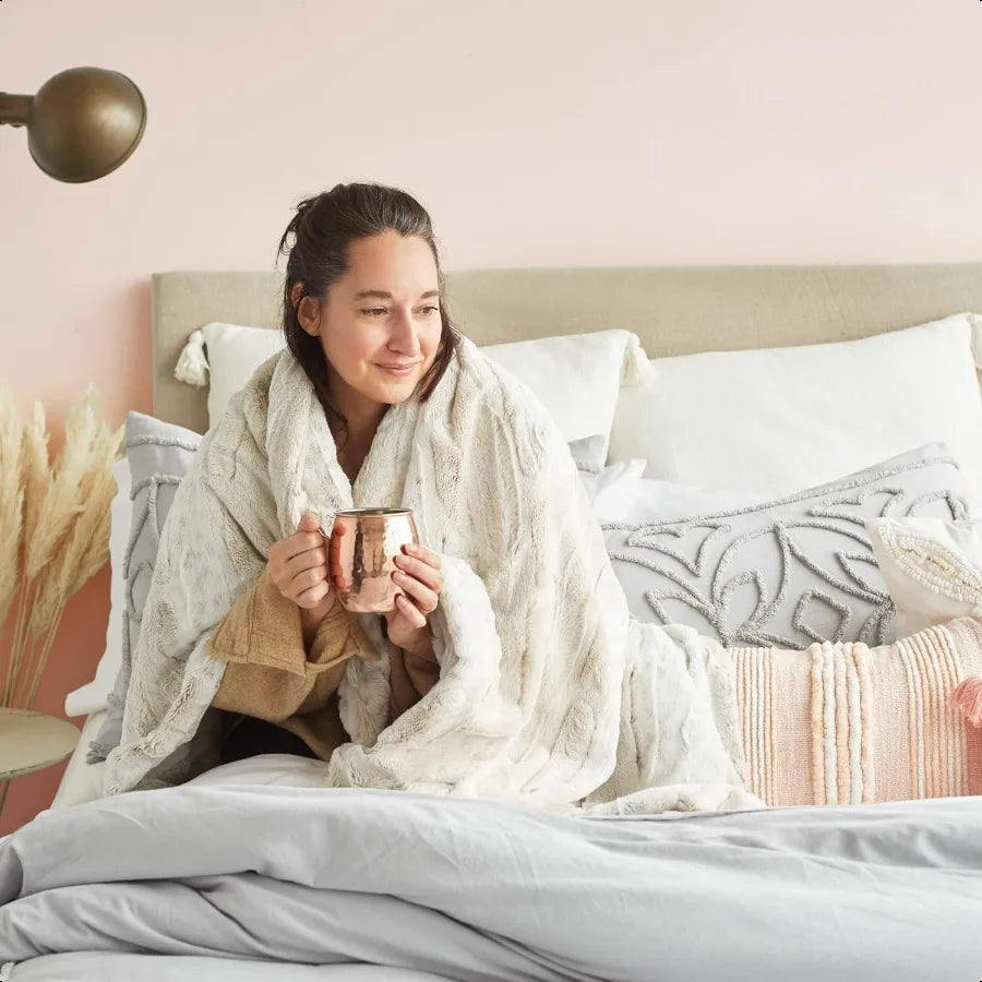 Leopard Luxury Faux Fur Throw Blanket Plush Warm Bedding