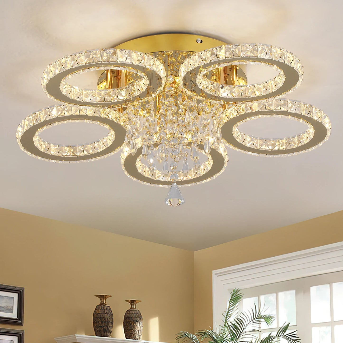 VETRULUS LED Crystal Ceiling Light Chandelier for Living Room